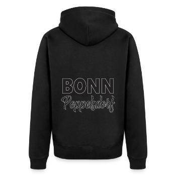 Bonn Poppelsdorf - Unisex Premium Bio Zip Hoodie - Schwarz - Hinten - Nico (187cm)