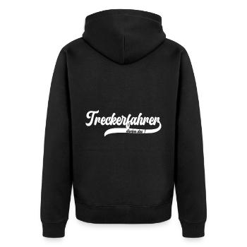 Treckerfahrer Dürfen Das! Trecker Trekker Landwirt - Unisex Premium Bio Zip Hoodie - Schwarz - Hinten - Nico (187cm)