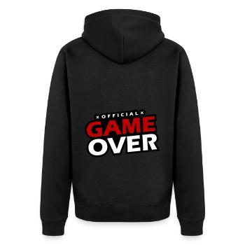 Game Over Slogan - Unisex Premium Organic Zip Hoodie - black - Back - Nico (187cm)