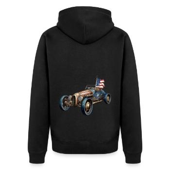 Car, RC Car ,Steampunk U.S. Flag Artist July 4th - Unisex Premium Organic Zip Hoodie - black - Back - Nico (187cm)