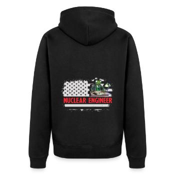 Kernenergie Spruch für Kernenergie - Unisex Premium Bio Zip Hoodie - Schwarz - Hinten - Nico (187cm)