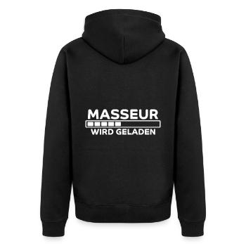 Masseur Spruch Massage Lustiges Masseur Geschenk - Unisex Premium Bio Zip Hoodie - Schwarz - Hinten - Nico (187cm)