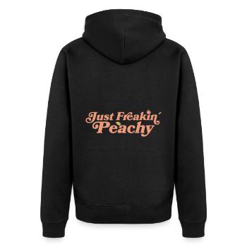 just peachy - peach fruit saying - Unisex Premium Organic Zip Hoodie - black - Back - Nico (187cm)