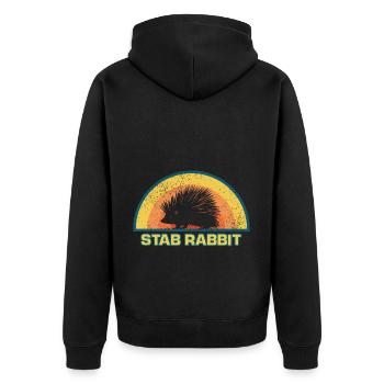 Stab Kaninchen Stachelschwein Wildlife - Unisex Premium Bio Zip Hoodie - Schwarz - Hinten - Nico (187cm)