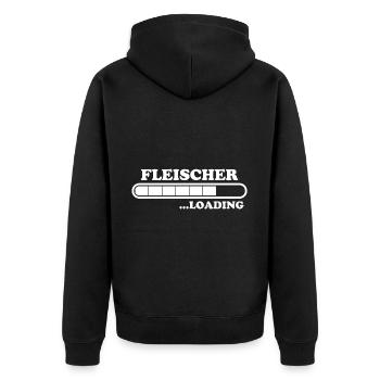 Fleischer Spruch Metzger Lustig Fleischer Geschenk - Unisex Premium Bio Zip Hoodie - Schwarz - Hinten - Nico (187cm)