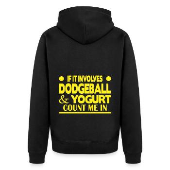 If it involves Dodgeball & Yogurt count me in - Unisex Premium Bio Zip Hoodie - Schwarz - Hinten - Nico (187cm)