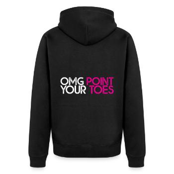 Omg Point Your Toes 7 - Unisex Premium Bio Zip Hoodie - Schwarz - Hinten - Nico (187cm)