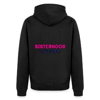 Sisterhood is Powerful 11 - Unisex Premium Bio Zip Hoodie - Schwarz - Hinten - Nico (187cm)
