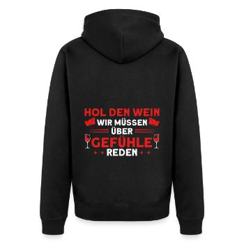 Wein Weinliebhaber Weintrinker Weinfest Geschenk - Unisex Premium Bio Zip Hoodie - Schwarz - Hinten - Nico (187cm)