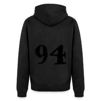 Maillot à 94 numéros - Veste à capuche bio Premium Unisexe - noir - Dos - Nico (187cm)