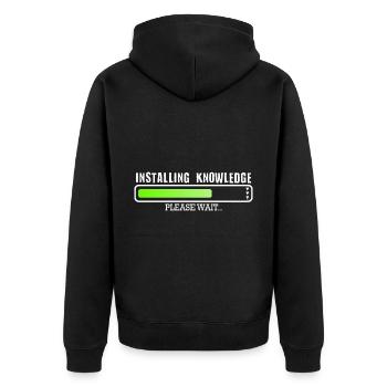 Installing Knowledge please wait - Unisex Premium Bio Zip Hoodie - Schwarz - Hinten - Nico (187cm)
