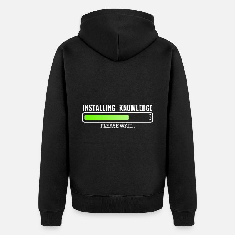 Installing Knowledge please wait - Unisex Premium Organic Zip Hoodie - black