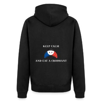 Keep calm and eat a croissant gift idea - Unisex Premium Organic Zip Hoodie - black - Back - Nico (187cm)