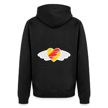 Die Badner Flügel - Unisex Premium Bio Zip Hoodie - Schwarz - Hinten - Nico (187cm)