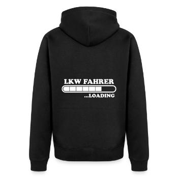 LKW Fahrer Spruch Job Lustiges LKW Fahrer Geschenk - Unisex Premium Bio Zip Hoodie - Schwarz - Hinten - Nico (187cm)