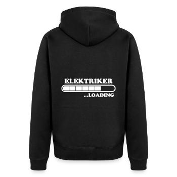 Elektriker Spruch Job Lustiges Elektriker Geschenk - Unisex Premium Bio Zip Hoodie - Schwarz - Hinten - Nico (187cm)