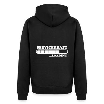 Servicekraft Spruch Lustiges Servicekraft Geschenk - Unisex Premium Bio Zip Hoodie - Schwarz - Hinten - Nico (187cm)