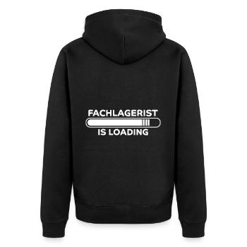 Fachlagerist Spruch Lustiges Fachlagerist Geschenk - Unisex Premium Bio Zip Hoodie - Schwarz - Hinten - Nico (187cm)