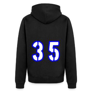 35 Zahl Symbol - Unisex Premium Bio Zip Hoodie - Schwarz - Hinten - Nico (187cm)