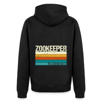 Zoowärter - Unisex Premium Bio Zip Hoodie - Schwarz - Hinten - Nico (187cm)