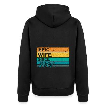 15. Hochzeitstag Paardesign 15 Jahre Ehe - Unisex Premium Bio Zip Hoodie - Schwarz - Hinten - Nico (187cm)