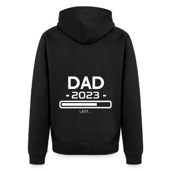 Dad 2023 Loading Bar Loads Gift Papa 2023 - Unisex Premium Organic Zip Hoodie - black - Back - Nico (187cm)