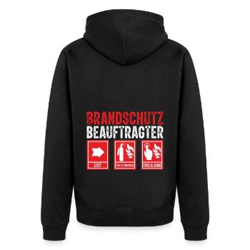 Brandschutz Brandschutzbeauftragter Beruf - Unisex Premium Bio Zip Hoodie - Schwarz - Hinten - Nico (187cm)