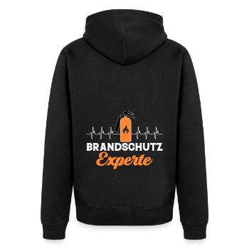 Brandschutz Experte Herzschlag - Unisex Premium Bio Zip Hoodie - Schwarz - Hinten - Nico (187cm)