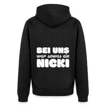 DDR Nicki Spruch Geschenk - Unisex Premium Bio Zip Hoodie - Schwarz - Hinten - Nico (187cm)