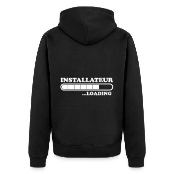 Installateur Spruch Heizung Installateur Geschenk - Unisex Premium Bio Zip Hoodie - Schwarz - Hinten - Nico (187cm)
