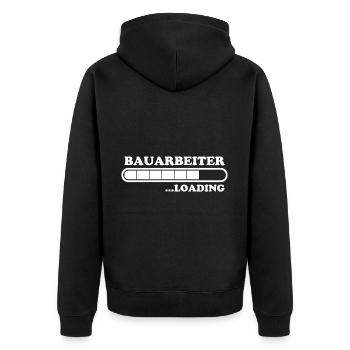 Bauarbeiter Spruch Lustiges Bauarbeiter Geschenk - Unisex Premium Bio Zip Hoodie - Schwarz - Hinten - Nico (187cm)