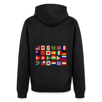 Internationale Weltflaggen - Flaggen Der Länder - Unisex Premium Bio Zip Hoodie - Schwarz - Hinten - Nico (187cm)