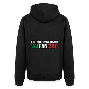 Italien Italiener Vaffanculo - Unisex Premium Bio Zip Hoodie - Schwarz - Hinten - Nico (187cm)