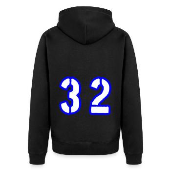 32 Zahl Symbol - Unisex Premium Bio Zip Hoodie - Schwarz - Hinten - Nico (187cm)