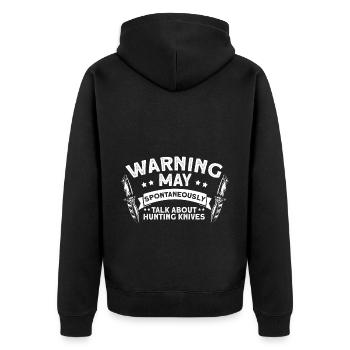 Spreche spontan über Jagd Messer Messersammler - Unisex Premium Bio Zip Hoodie - Schwarz - Hinten - Nico (187cm)