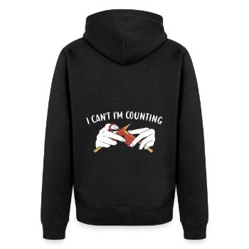 I Can't I'm Counting Knitting - Unisex Premium Bio Zip Hoodie - Schwarz - Hinten - Nico (187cm)