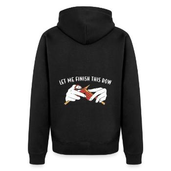Let Me Finish This Row Knitting - Unisex Premium Organic Zip Hoodie - black - Back - Nico (187cm)