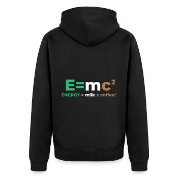 Kaffee mit Milch Milchkaffee Latte Macchiato - Unisex Premium Bio Zip Hoodie - Schwarz - Hinten - Nico (187cm)