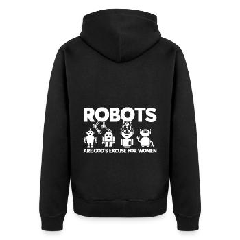 Roboter Robotik Ingenieur Kostüm Roboter - Unisex Premium Bio Zip Hoodie - Schwarz - Hinten - Nico (187cm)