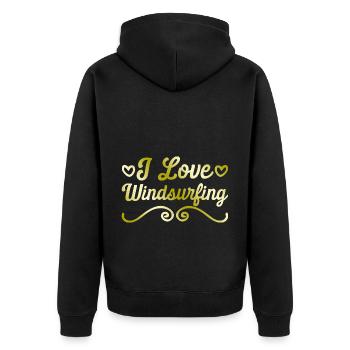 I love windsurfing - Unisex Premium Organic Zip Hoodie - black - Back - Nico (187cm)