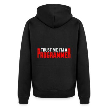 Trust Me I'm A Programmer 4 - Unisex Premium Bio Zip Hoodie - Schwarz - Hinten - Nico (187cm)