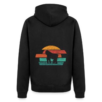 Gorilla Retro Vintage 80er Jahre Stil - Unisex Premium Bio Zip Hoodie - Schwarz - Hinten - Nico (187cm)