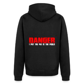 Danger I Put The Pee In The Pools 4 - Unisex Premium Bio Zip Hoodie - Schwarz - Hinten - Nico (187cm)