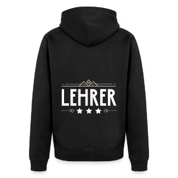 Lehrer Beruf - Unisex Premium Bio Zip Hoodie - Schwarz - Hinten - Nico (187cm)