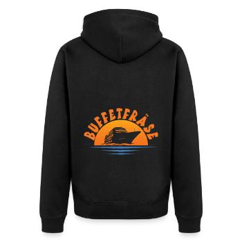 Urlaub - Unisex Premium Bio Zip Hoodie - Schwarz - Hinten - Nico (187cm)