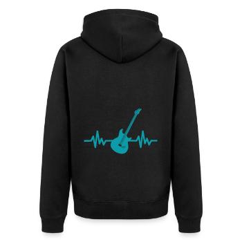 Herzschlag Gitarre - Rock 'n' Roll Punk Band Metal - Unisex Premium Bio Zip Hoodie - Schwarz - Hinten - Nico (187cm)