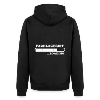 Fachlagerist Spruch Lustiges Fachlagerist Geschenk - Unisex Premium Bio Zip Hoodie - Schwarz - Hinten - Nico (187cm)