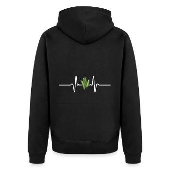 Grüne Bohnen - Unisex Premium Bio Zip Hoodie - Schwarz - Hinten - Nico (187cm)