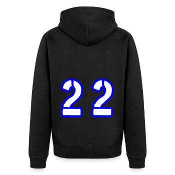 22 Zahl Symbol - Unisex Premium Bio Zip Hoodie - Schwarz - Hinten - Nico (187cm)