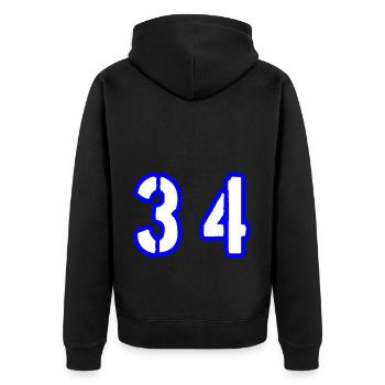 34 Zahl Symbol - Unisex Premium Bio Zip Hoodie - Schwarz - Hinten - Nico (187cm)